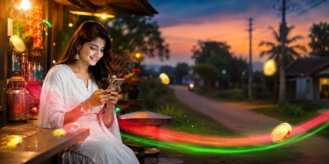 An illustration of the mobile payment process in a red-and-green theme representing Comilla