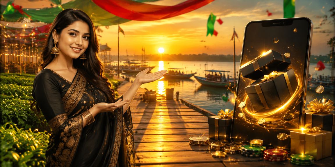 Rebate bonus promotional scene with a red-green theme at Tanguar Haor